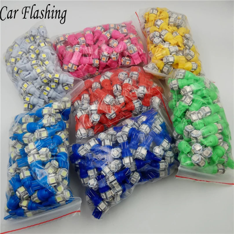 Car Flashing 100Pcs Promotion T10 5 smd 1206 5led 5SMD Car signal LED Light 194 168 192 W5W 3020 12v Auto Wedge Lighting DC lamp