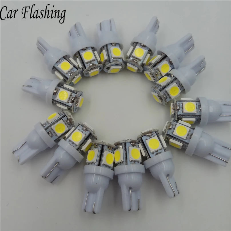 Car Flashing 100Pcs Promotion T10 5 smd 1206 5led 5SMD Car signal LED Light 194 168 192 W5W 3020 12v Auto Wedge Lighting DC lamp