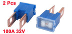 X Autohaux Auto Car 100A 32V Male Pal 2 Straight Blade Slow Blow Fuse Blue 2Pcs