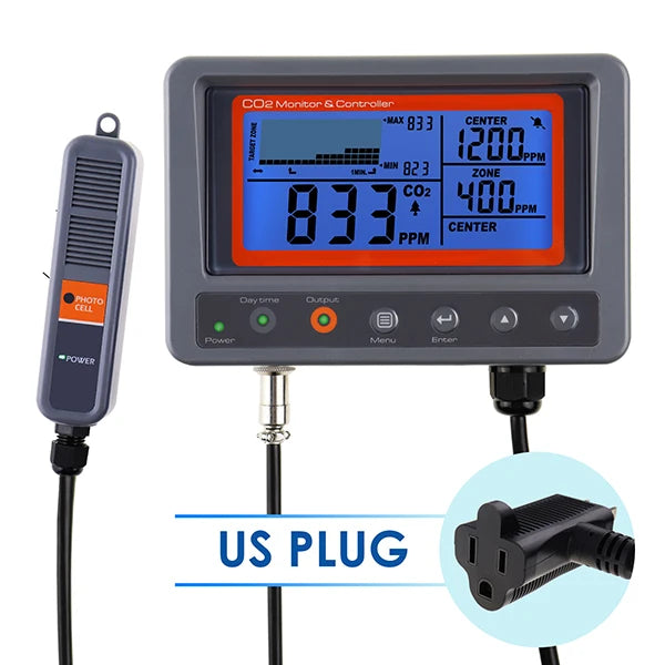 Digital CO2 Carbon Dioxide Monitor Controller Sensor W/ Relay Function NDIR Sensing Probe For Greenhouse Mushroom Farm