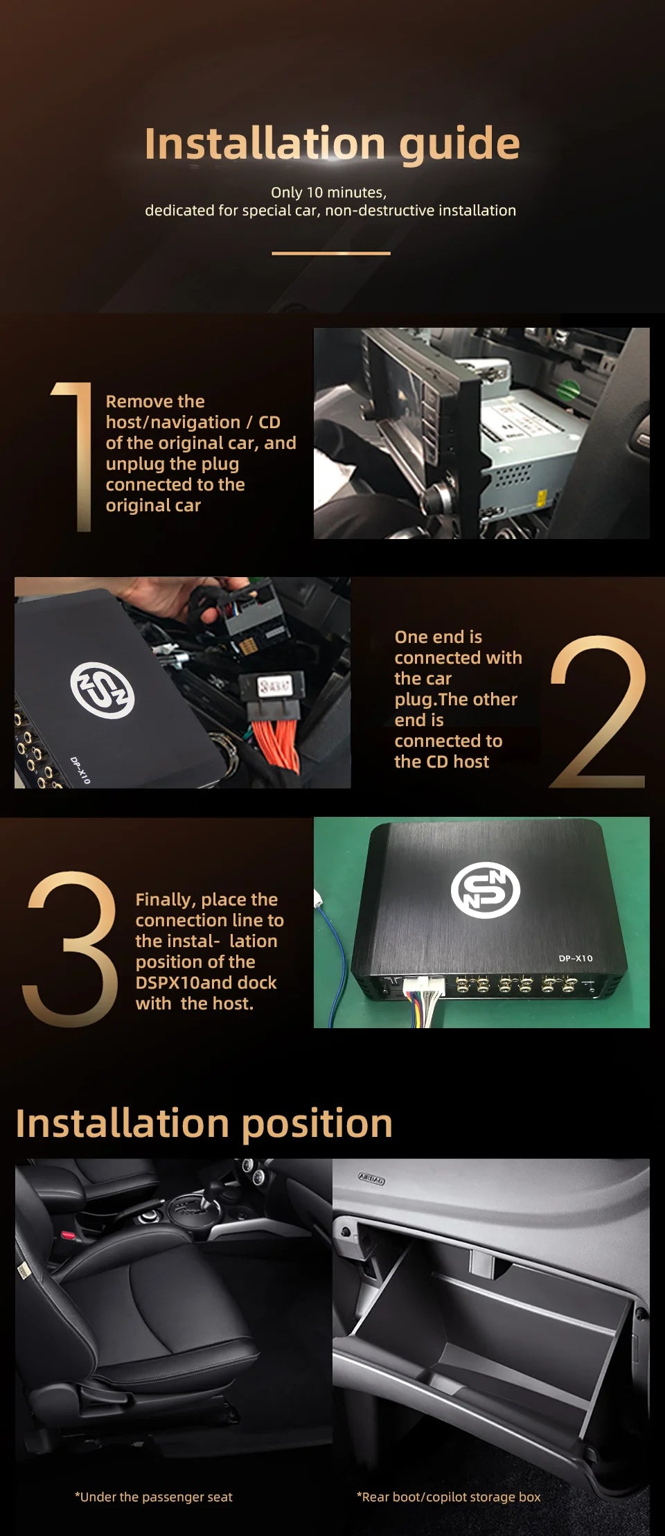Sennuopu Car DSP Processor 4 Channel Amplifier 8 Channels Digital Sound Processors with LCD Remote Controller
