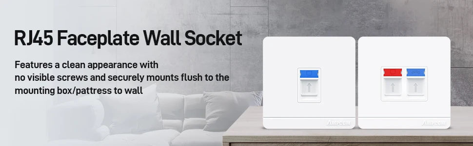 AMPCOM 86 Type Faceplate Computer Socket Panel Network Module RJ11 RJ45 Cable Interface Outlet Wall Socket Electrical Equipment