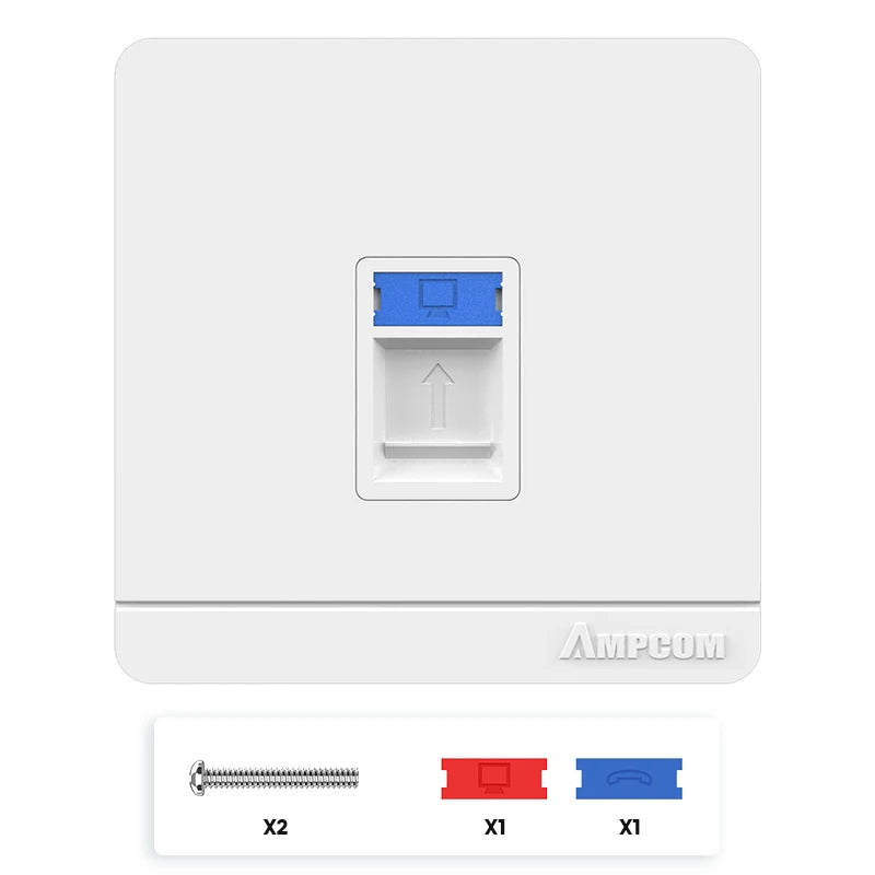 AMPCOM 86 Type Faceplate Computer Socket Panel Network Module RJ11 RJ45 Cable Interface Outlet Wall Socket Electrical Equipment