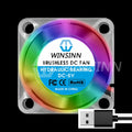 WINSINN 25mm 30mm 40mm RGB Fan USB Color Led DC 5V 12V 24V 2510 3010 4010 Hydraulic Bearing Brushless Cooling 2PIN