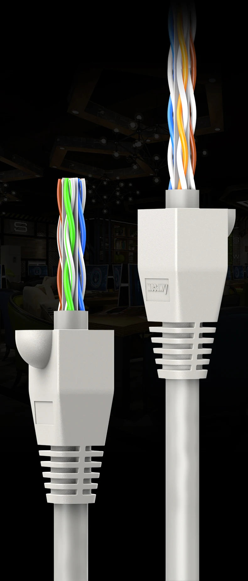 AMPCOM RJ45 Connector Strain Relief Boots Cover for CAT6/5E/5 Ethernet Cable, Plastic Lan Cable Strain Connector Boot Ends Caps