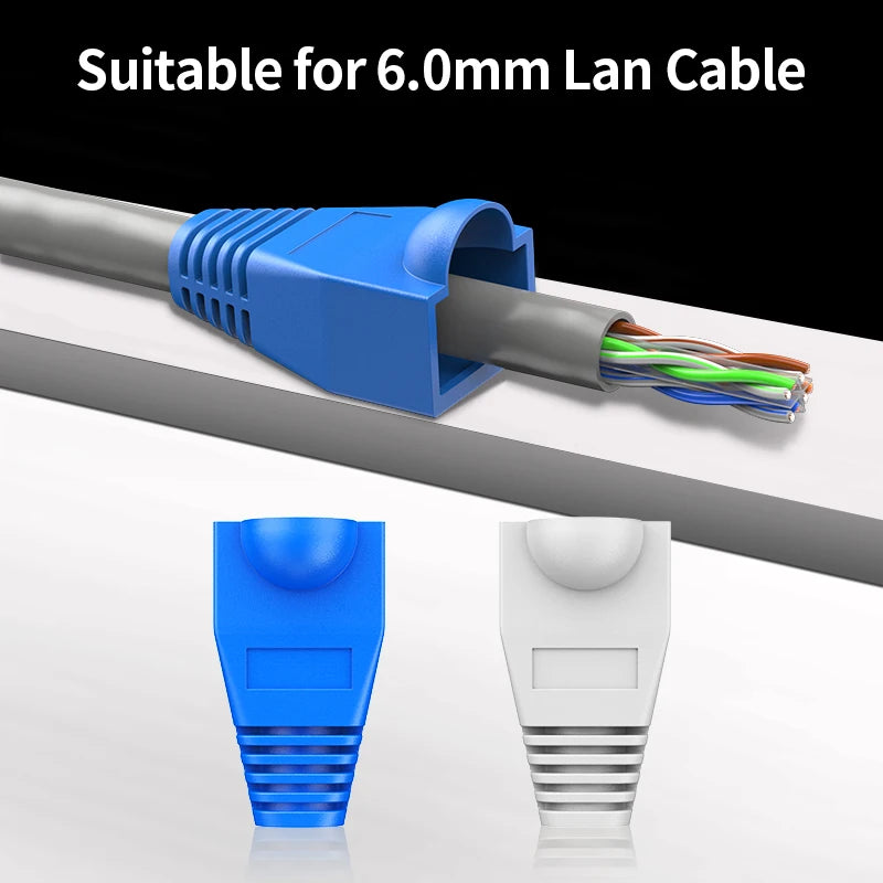 AMPCOM RJ45 Connector Strain Relief Boots Cover for CAT6/5E/5 Ethernet Cable, Plastic Lan Cable Strain Connector Boot Ends Caps