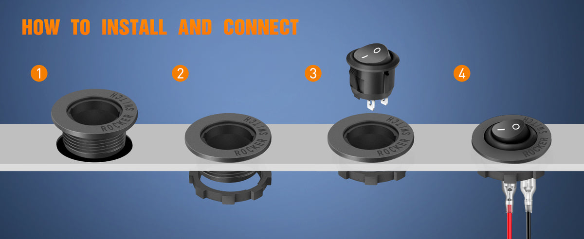 5PCS Round Rocker Switch ON OFF SPST Switch Holder 20mm 12V DC 2 Pin Pre-Wired Waterproof Toggle Switch Shell for Car Automotive
