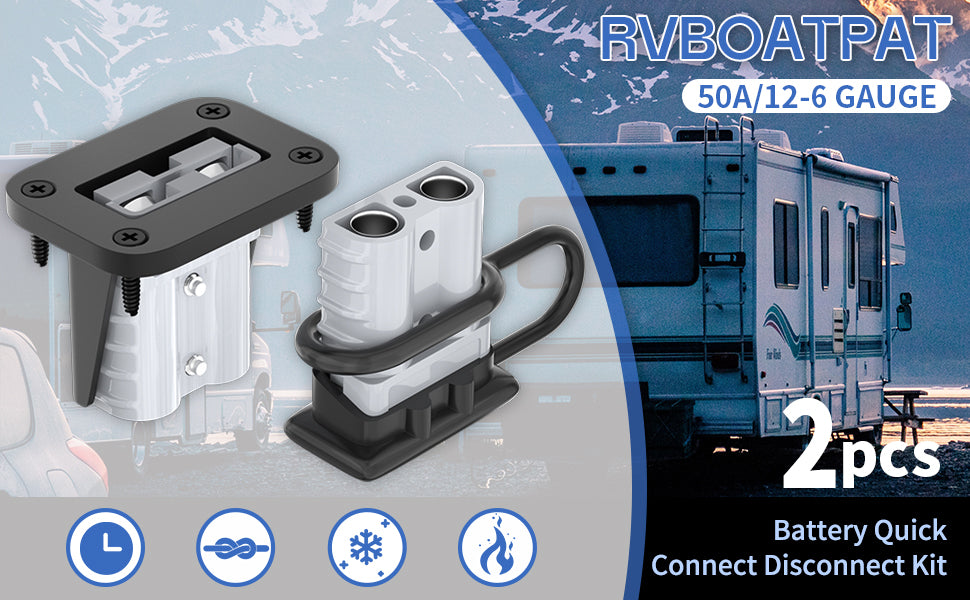 DaierTek 2PCS 50A Battery Quick Connect Disconnect Connector 6 to 12 Gauge Battery Cable Connector Quick Disconnect Battery