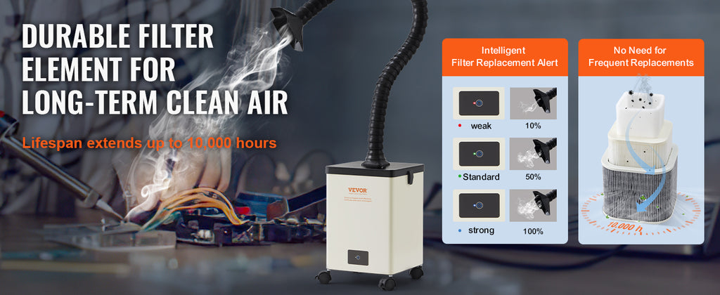 SucceBuy Solder Fume Extractor 100W/150W Smoke Extractor 332 m³/h Strong Suction Smoke Absorber Purifier for Engraving Welding
