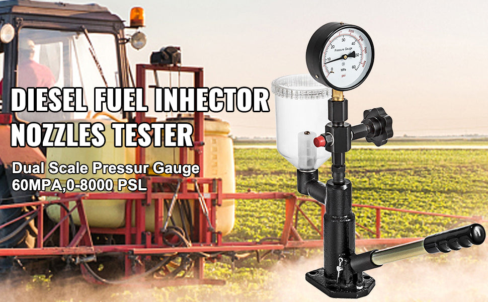 SucceBuy DieselFuel Injector Tester 6000PSI With DualScale Gauge Engine FuelTest Tool Diesel Injector Nozzle Pop Pressure Tester