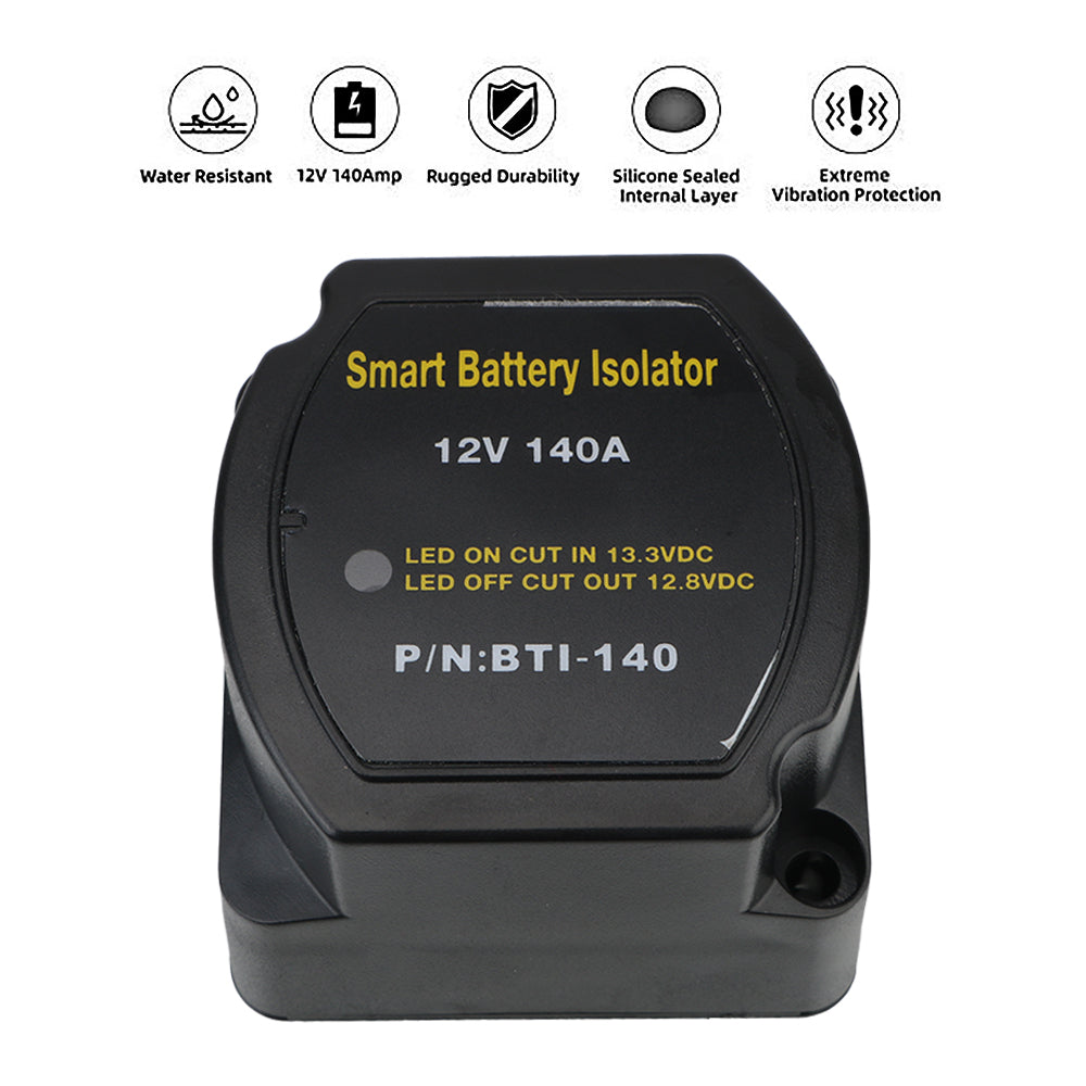 Auto Parts Car Smart Battery Isolator Relay VSR for Camper Voltage Sensitive Split Charge Charge 2 Battery Bank 12V 140A