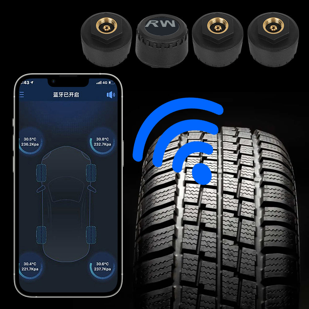 Bluetooth 5.0 External Mobile Phone APP Display TPMS Android/IOS Tire Pressure Monitoring System Car Tire Pressure Sensors