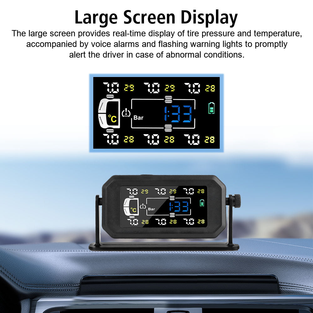H13 Truck Car Tyre Pressure Monitor 6 External Sensors Tire Pressure Monitoring System Intelligent Temperature Warning Fuel Save