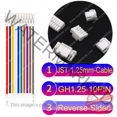 JST GH1.25mm 10-Pin Reverse-Side-Head 28AWG PVC Cable