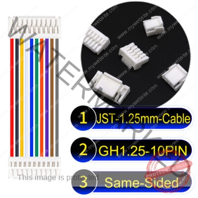 JST GH1.25mm 10-Pin Same-Side-Head 28AWG PVC Cable