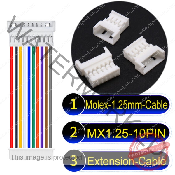 Molex MX1.25mm Picoblade 10-Pin Male Female Extension Cable 28AWG UL1571 Cable