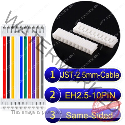 JST EH2.5 10-Pin Same-Side-Head 2.5mm PVC Cable