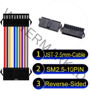 JST 2.5mm SM2.54 10Pin Reverse-Side-Head Cable