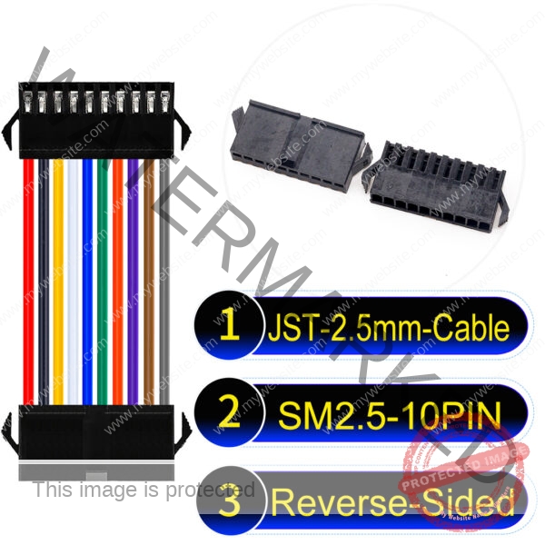 JST 2.5mm SM2.54 10Pin Reverse-Side-Head Cable