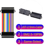 JST 2.5mm SM2.54 10Pin Male Same-Side-Head Cable