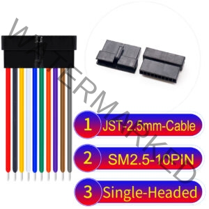 JST 2.5mm SM2.54 10Pin Female Single-Headed Cable