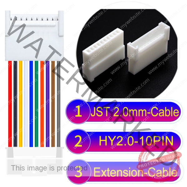 JST HY2.0mm 10-Pin Extension Cable 22AWG PVC Cable