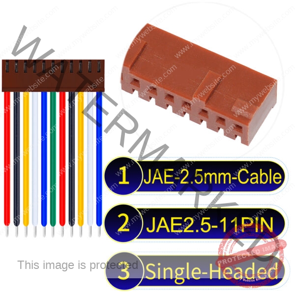 JAE 2.5mm 11-Pin Single-Headed 22AWG PVC Cable