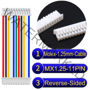 Molex MX1.25mm Picoblade 11-Pin Reverse-Side-Head 28AWG UL1571 Cable