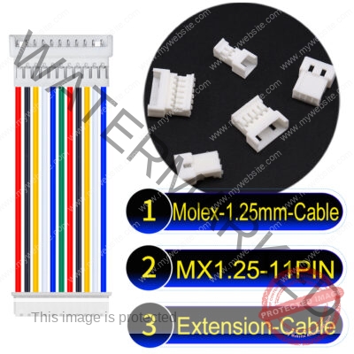 Molex MX1.25mm Picoblade 11-Pin Male Female Extension Cable 28AWG UL1571 Cable