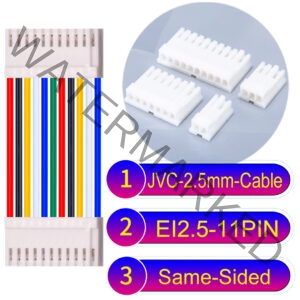 JVC 2.5mm 11-Pin Same-Side-Head 22AWG PVC Cable