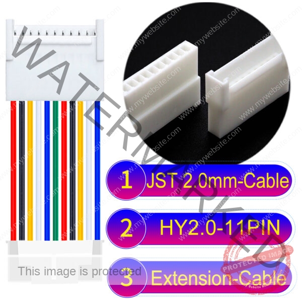 JST HY2.0mm 11-Pin Extension Cable 22AWG PVC Cable