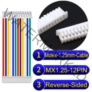 Molex MX1.25mm Picoblade 12-Pin Reverse-Side-Head 28AWG UL1571 Cable