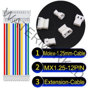 Molex MX1.25mm Picoblade 12-Pin Male Female Extension Cable 28AWG UL1571 Cable