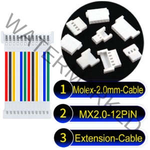 Molex MX2.0mm 12-Pin Male Female Extension Cable