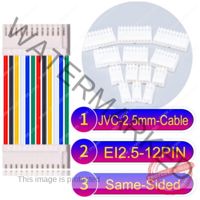 JVC 2.5mm 12-Pin Same-Side-Head 22AWG PVC Cable