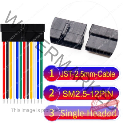 JST 2.5mm SM2.54 12Pin Female Single-Headed Cable