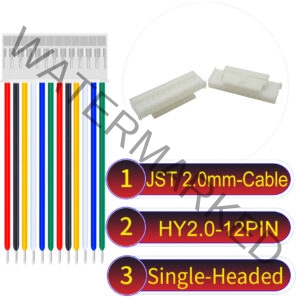 JST HY2.0mm 12-Pin Single-Headed 22AWG PVC Cable