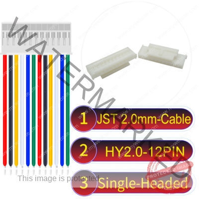 JST HY2.0mm 12-Pin Single-Headed 22AWG PVC Cable