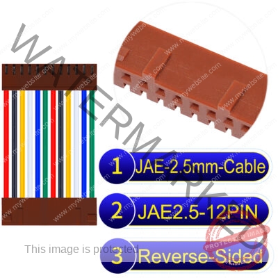 JAE 2.5mm 12-Pin Reverse-Side-Head 22AWG PVC Cable