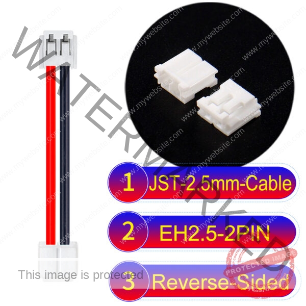 JST EH2.5 2-Pin Reverse-Side-Head 2.5mm PVC Cable