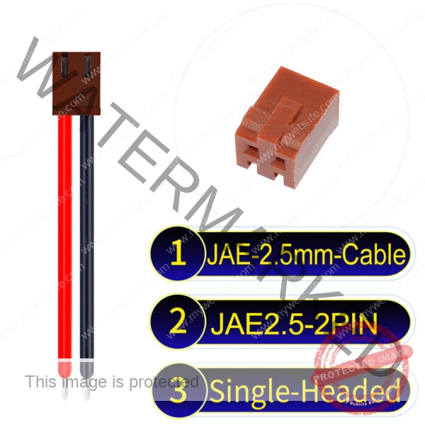 JAE 2.5mm 2-Pin Single-Headed 22AWG PVC Cable