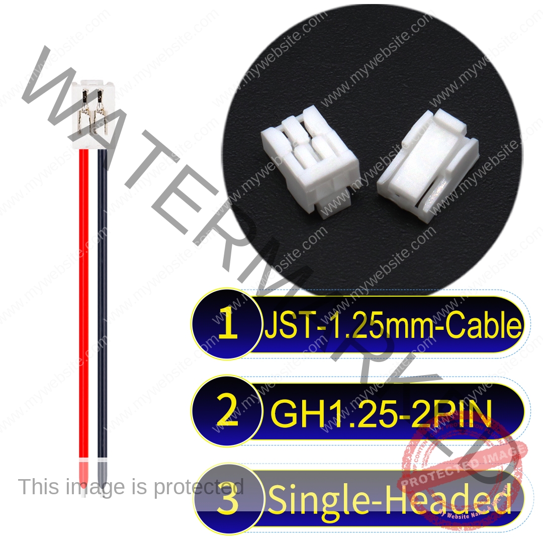 JST GH1.25mm 2-Pin Single-Headed 28AWG PVC Cable