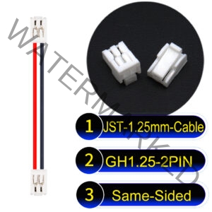 JST GH1.25mm 2-Pin Same-Side-Head 28AWG PVC Cable