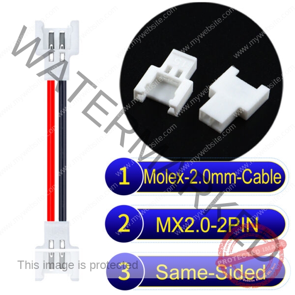 Molex MX2.0mm 2-Pin Female Same-Side-Head Cable