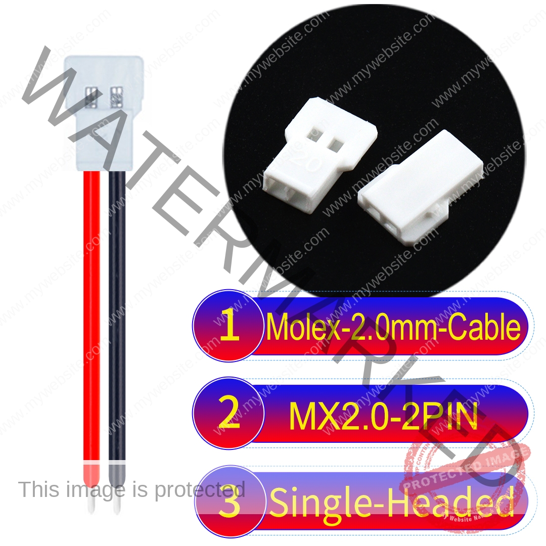 Molex MX2.0mm 2-Pin Male Single-Headed Cable