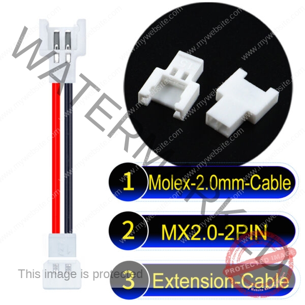 Molex MX2.0mm 2-Pin Male Female Extension Cable