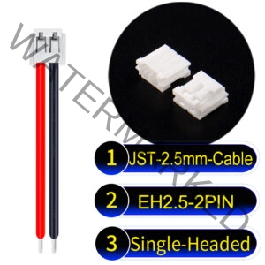 JST EH2.5 2-Pin Single-Headed 2.5mm PVC Cable