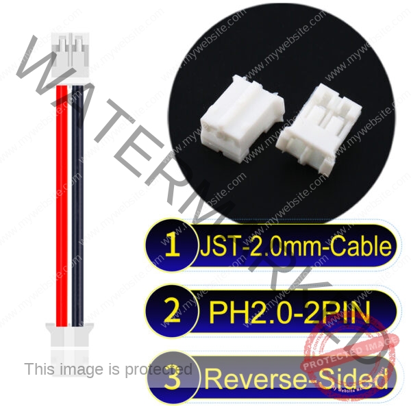 JST 2.0mm PH2.0 2Pin Reverse-Side-Head Cable