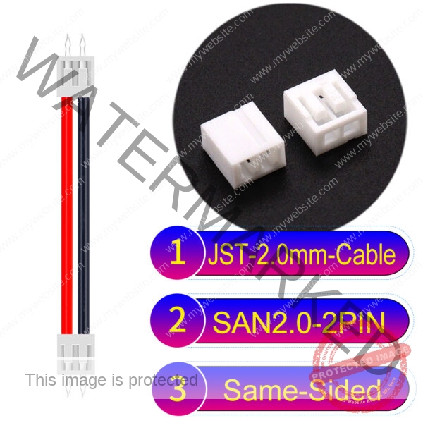 JST 2.0mm SAN2.0 2Pin Same-Side-Head Cable