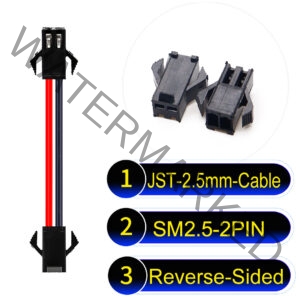 JST 2.5mm SM2.54 2Pin Reverse-Side-Head Cable